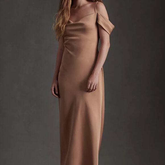 BHLDN Dresses & Skirts - BHLDN Ira Satin Charmeuse Dress in Sand Dune sz 6